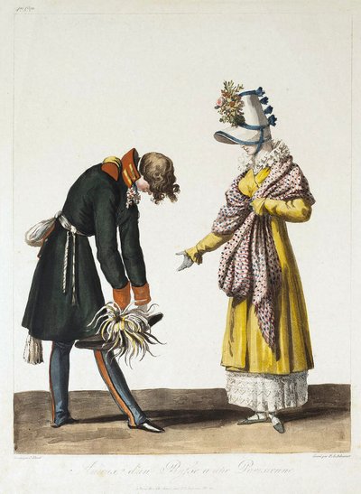 Avskjed av en russisk offiser med en parisisk kvinne, 1816. av Philibert Louis Debucourt