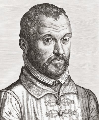 Benito Arias Montano. Portrett. (skrive ut) av Philip (after) Galle