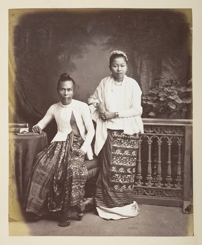 Portrett av en burmesisk mann og kone, Fotograf: Klier, Philip Adolphe Gladstone Collection av Philip Adolphe Klier