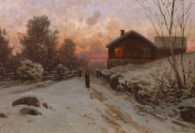 Vinterlandskap med hus av Philip Barlag