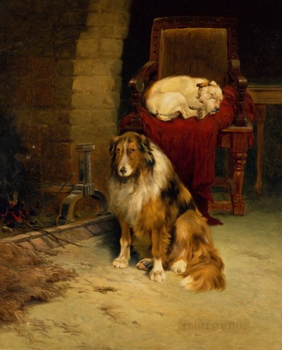 Fireside Companions (olje på lerret) av Philip Eustace Stretton