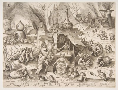 Avarice Avaritia fra serien The Seven Deadly Sins, 1558. av Philip Galle