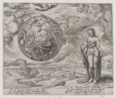 Man Born to Toil, fra The Reward of Labor and Diligence, plate 1, 1572., 1572. av Philip Galle