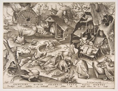Sloth Desidia, fra serien The Seven Deadly Sins, 1558. av Philip Galle