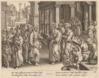Saint Paul bestrider trollmannen av Philip Galle after Jan van der Straet