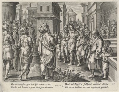 Saint Paul forkynner i Roma av Philip Galle after Jan van der Straet