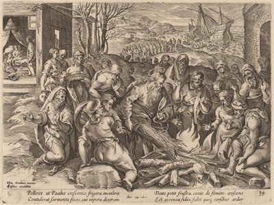 Saint Paul ble forliste på øya Melita av Philip Galle after Jan van der Straet