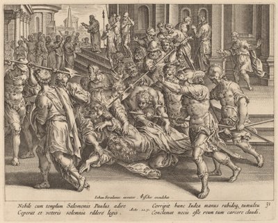 Arrestasjonen av Saint Paul av Philip Galle after Jan van der Straet