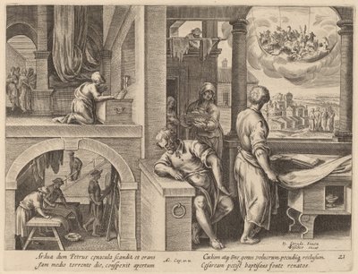 Visjonen om St. Peter av Philip Galle after Jan van der Straet