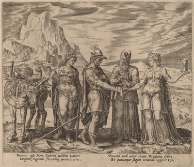 Ekteskapet mellom arbeid og flid av Philip Galle after Maerten van Heemskerck