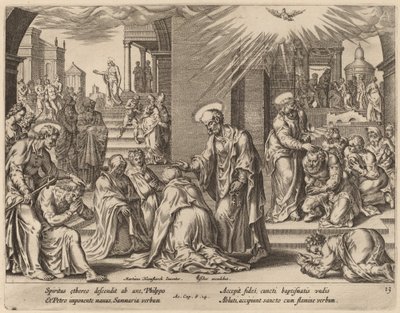 Samarias folk mottar Guds ord av Philip Galle after Maerten van Heemskerck