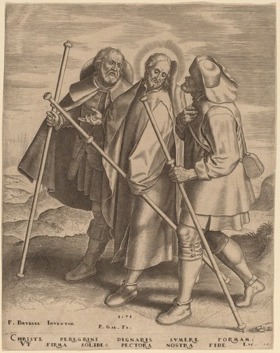 Kristus og hans disipler på vei til Emmaus av Philip Galle after Pieter Bruegel the Elder