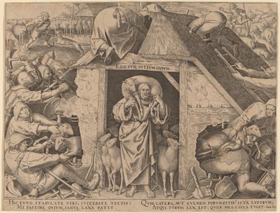 Lignelsen om den gode hyrde av Philip Galle after Pieter Bruegel the Elder