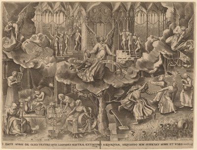 Lignelsen om de vise og tåpelige jomfruer av Philip Galle after Pieter Bruegel the Elder