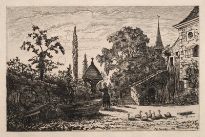 Gårdsplassen, 1876. av Philip Gilbert Hamerton
