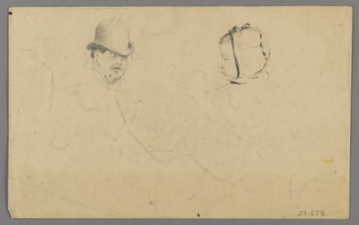 Hoder til en mann og jente (grafitt på papir) av Philip H. Wolfrom