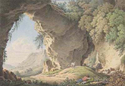 Steinete landskap med sovende hyrde, 1817. av Philip Heinrich Dunker