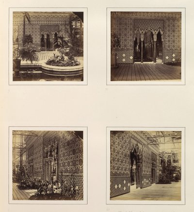 [Alhambra Court Fasade mot skipet, inngangsparti til Alhambra Court, sidevisning av ..., ca. 1859. av Philip Henry Delamotte.