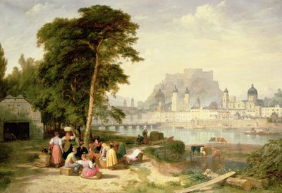 Byen Salzburg, Erkebiskopens palass på klippen av Philip Hutchins Rogers