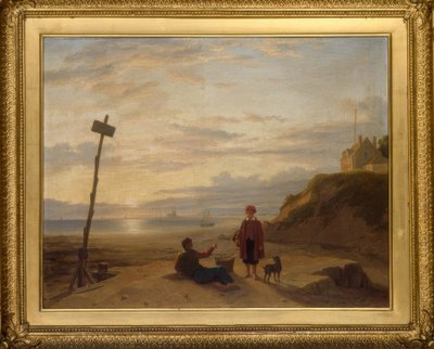 Ph. H.Rogers, østersgutter diskuterer morgenens fangst .../ 1835 av Philip Hutchins Rogers