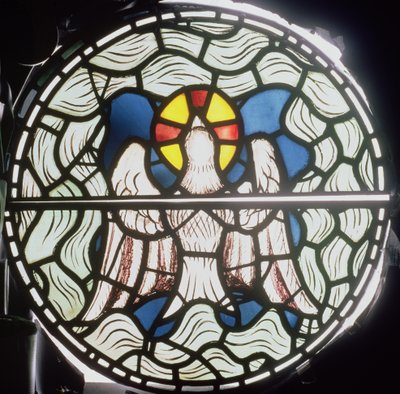 Den Hellige Ånd, detalj fra Creation Window, 1861 farget glass detalj av 120153 av Philip Webb