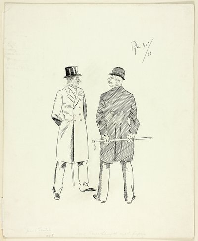 To herrer med spaserstokker av Philip William May