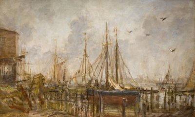 Et skipsverft, Shoreham, Sussex, 1926. av Philip Wilson Steer