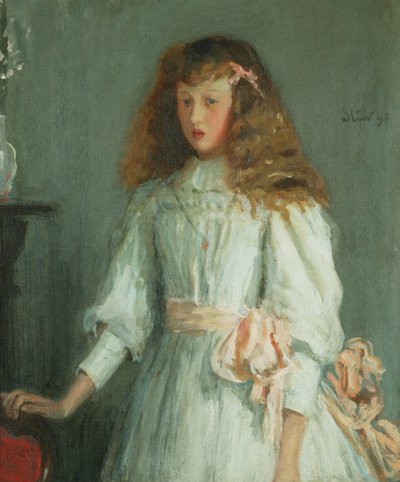 En ung jente i en hvit kjole av Philip Wilson Steer