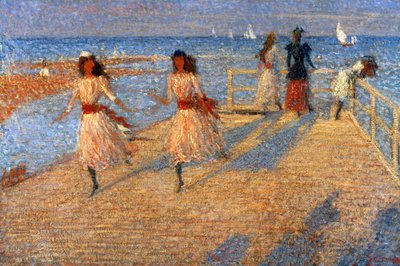 Girls Running, Walberswick Pier, 1888-1894 av Philip Wilson Steer