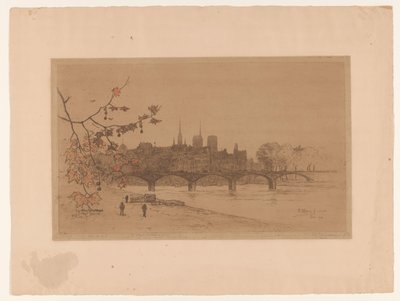 Utsikt over Paris over Pont des Arts Le Pont des Arts (tittel på objekt) av Philip Zilcken (signed by artist)