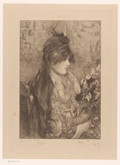 Kvinne med blomsterbukett La Bête a Bon Dieu av Philip Zilcken (signed by artist)