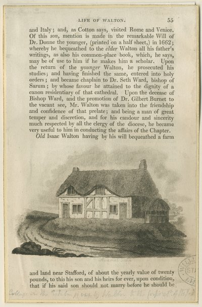 Stafford - Cottage of Isaac Walton: gravering, nd [?tidlig 1800-tall] (trykk) av Philipp Audinet