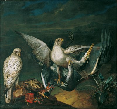 Hvite hauker med hegre av Philipp Ferdinand de Hamilton