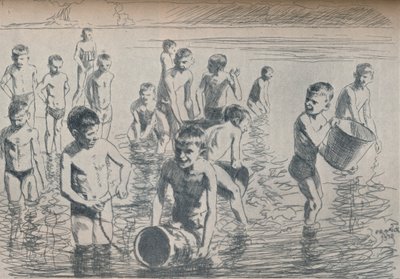Gutter som bader, c1911 av Philipp Franck