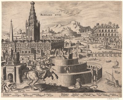 Die Mauern von Babylon fra serien The Eightth Wonders of the World After Maarten van Heemskerck, 1572 av Philipp Galle