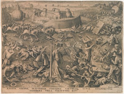 Fortitudo Fortitude fra The Seven Virtues, 1559. av Philipp Galle