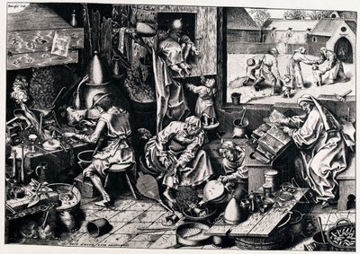 Alkymisten, 1558 av Philipp Galle