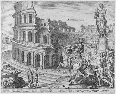 Colosseum i Roma fra serien The Eightth Wonders of the World After Maarten van Heemskerck, 1572 av Philipp Galle