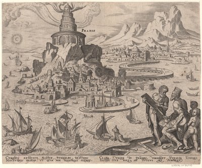 Fyret i Alexandria fra serien The Eightth Wonders of the World After Maarten van Heemskerck, 1572 av Philipp Galle