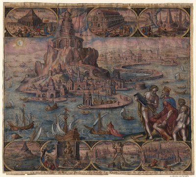 Fyret i Alexandria fra serien The Eightth Wonders of the World After Maarten van Heemskerck, 1572 av Philipp Galle
