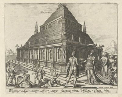 Mausoleet ved Halicarnassus fra serien The Eightth Wonders of the World, 1572 av Philipp Galle
