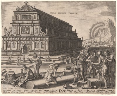 The Temple of Diana at Ephesus fra serien The Eightth Wonders of the World After Maarten van Heemskerck, 1572 av Philipp Galle