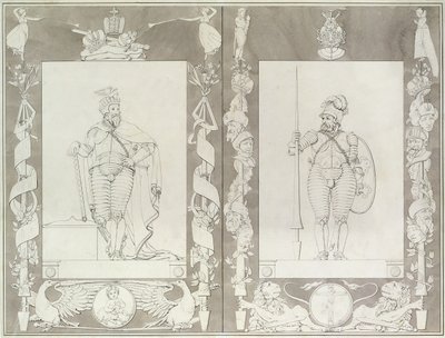 Charlemagne (742-814) og Heymon, 1804-5 (penn, blekk og vask på papir) av Philipp Otto Runge