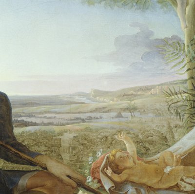 Kristusbarn og landskap fra Rest on the Flight into Egypt, 1805-06 (detalj av 141645) av Philipp Otto Runge