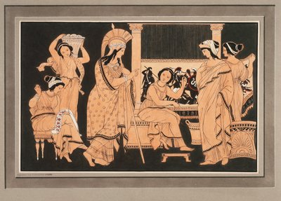 Athena bei der mit Webereien beschäftigten Penelope av Philipp Veit