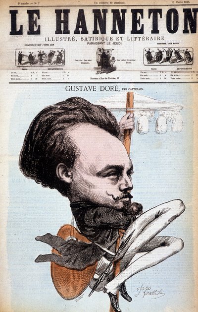 Gustave Doré. Fransk tegner og maler (1832 til 1883). Tegneserie av Cattelain. Hanneton 1868. av Philippe Auguste Cattelain