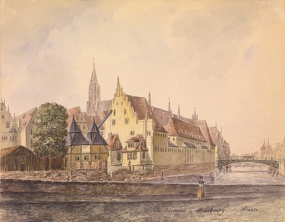Donau ved Strasbourg (akvarell på papir) av Philippe Auguste de Peellaert