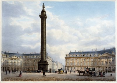 Column de la Place Vendôme - i "Walk in Paris and its environments", designet av Jacottet og Benoist, ca. 1840 av Philippe Benoist