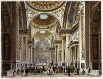 Interiør av Madeleine-kirken - i "" Promenade dans Paris et ses environs"", tegninger av Jacottet og Benoist, red. Gihaut Frères av Philippe Benoist