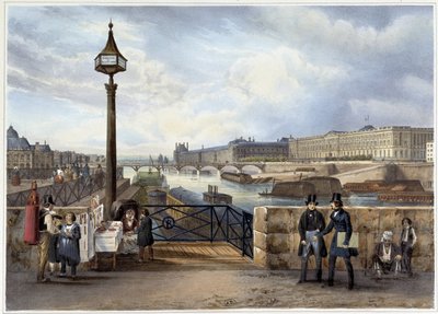 Louvre fanget fra Pont Neuf - i "" Promenade dans Paris et ses environs", designet av Jacottet og Benoist, ca. 1840 av Philippe Benoist